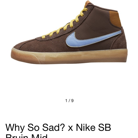 Why So Sad x Nike SB Bruin High LT Chocolate/Blue DX4325-200 Women’s Size 5